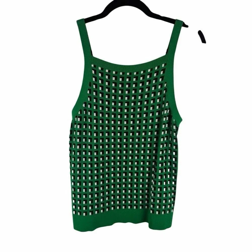 Banana Republic green, white, and black patterned tank sweater top- Size S